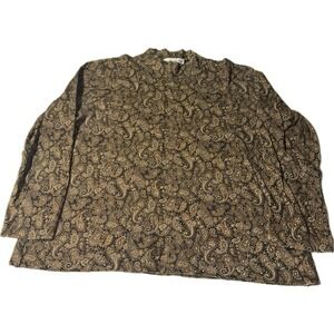 Jones New York Sport Brown Paisley Long Sleeve Turtleneck‎ Shirt Women's XL